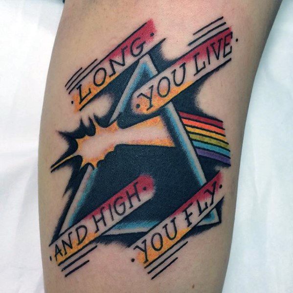 Male Cool Retro Leg Dark Side Of The Moon Tattoo Ideas