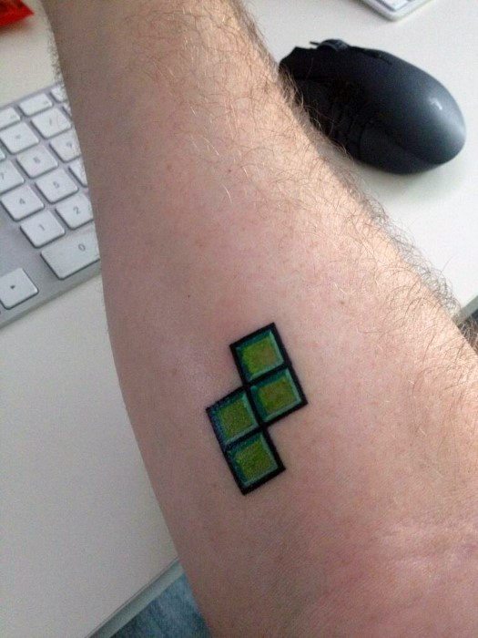 Male Cool Small Simple Forearm Tetris Tattoo Ideas