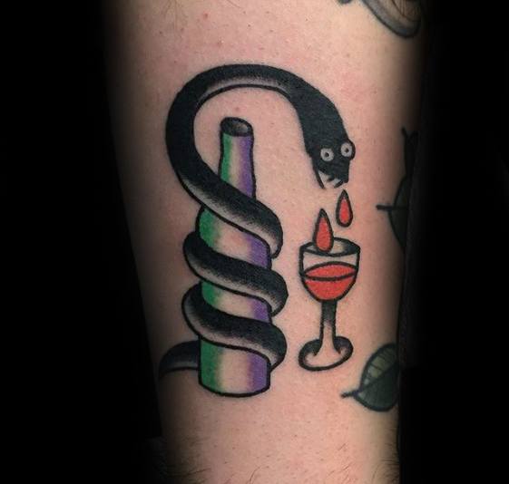 Male Cool Snake Wine Tattoo Ideas On Arm