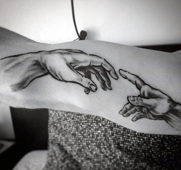 Male Cool The Creation Of Adam Tattoo Ideas Inner Arm Bicep