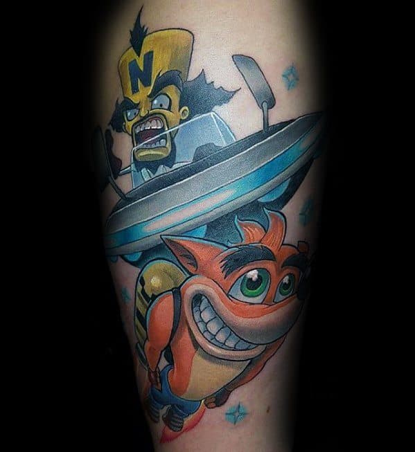Male Crash Bandicoot Tattoo Ideas On Legs