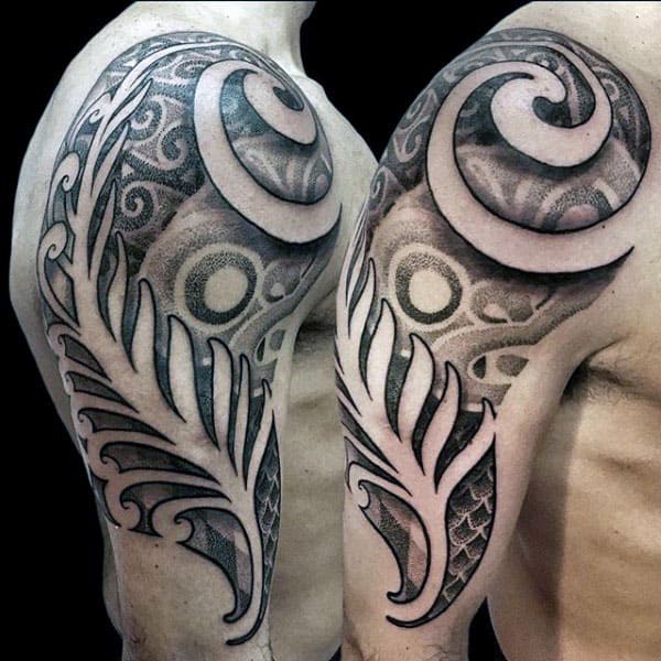 Male Dotwork Tribal Arm Tattoo Designs