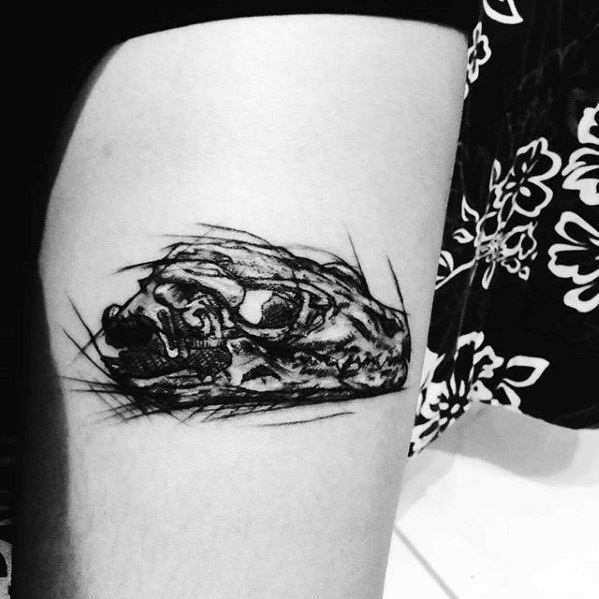 Male Dragon Skull Tattoo On Arm