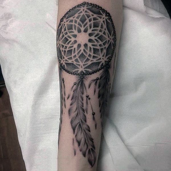 Male Dreamcatcher Tattoo Simple Forearm Design