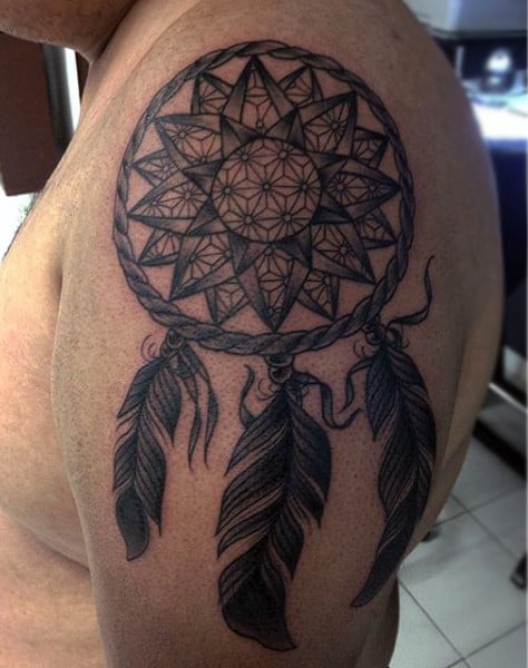 Male Dreamcatcher Tattoos Designs Upper Arm