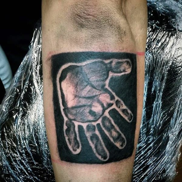 Male Elbows Hand Printed Black Stamp Family Tattoo