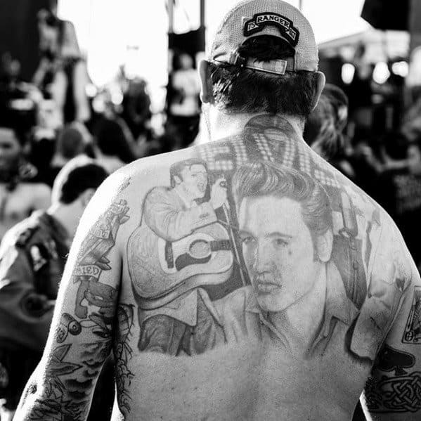 Male Elvis Presley Tattoo Design Inspiration On Back