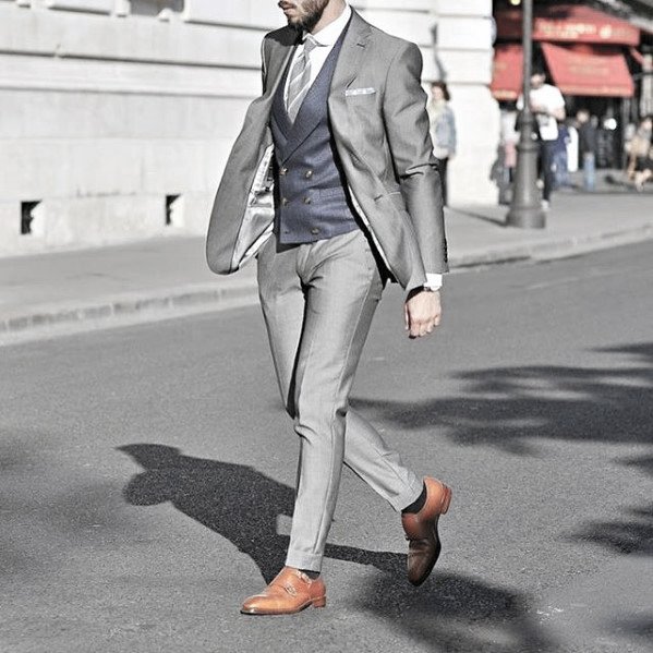 Male Fashion Charcoal Grey Suit Brown Shoes Style Ideas
