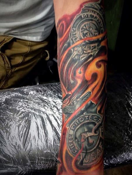 Male Firefighter Helmet Tattoos