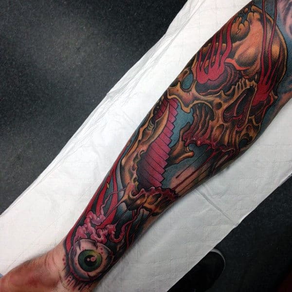 Male Forarms Interesting Colorful Tattoo