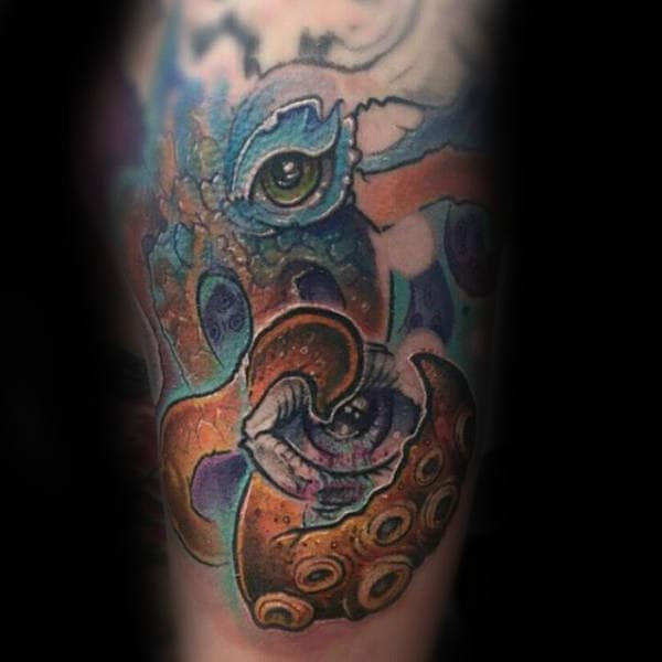 Male Forearm New School Sea Creature Tattoo