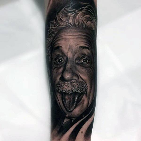 Male Forearm Sleeve Albert Einstein Tattoo Design Inspiration