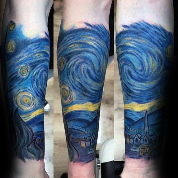 Male Forearm Sleeve Starry Night Guys Tattoo Designs