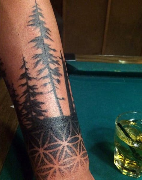 Male Forearm Symmetrical Tattoo Designs Of Sacred Geometry