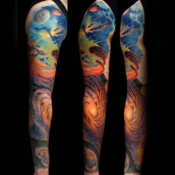 Male Forearms Amazing Astronomy Tattoo