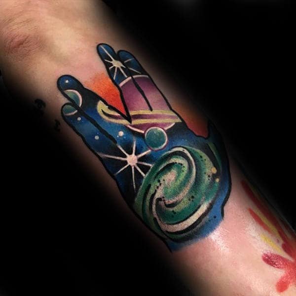 Male Forearms Astronomy In Hands Tattoo