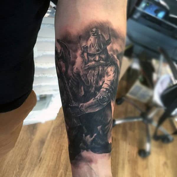 Male Forearms Brave Old Warrior Tattoo