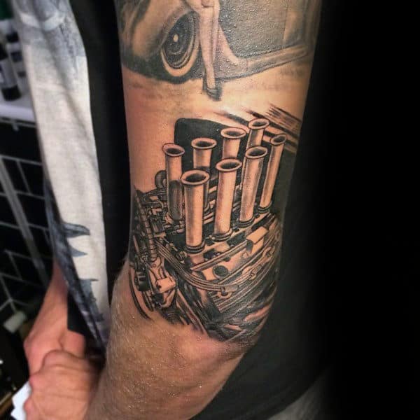 Male Forearms Charged Engine Tattoo