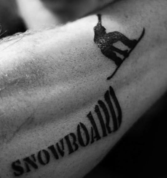 Male Forearms Dark Black Snowboard Tattoo