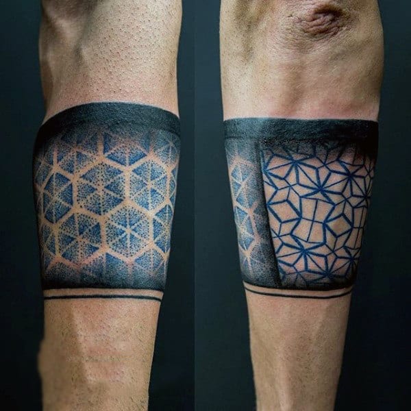 Male Forearms Honeycomb Band Tattoo