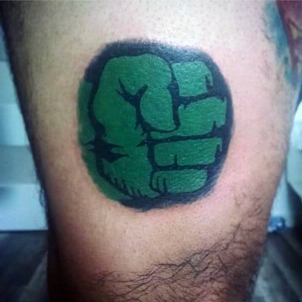 Male Forearms Hulk Fist Tattoo