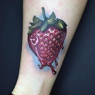 Male Forearms Juicy Strawberry Tattoo