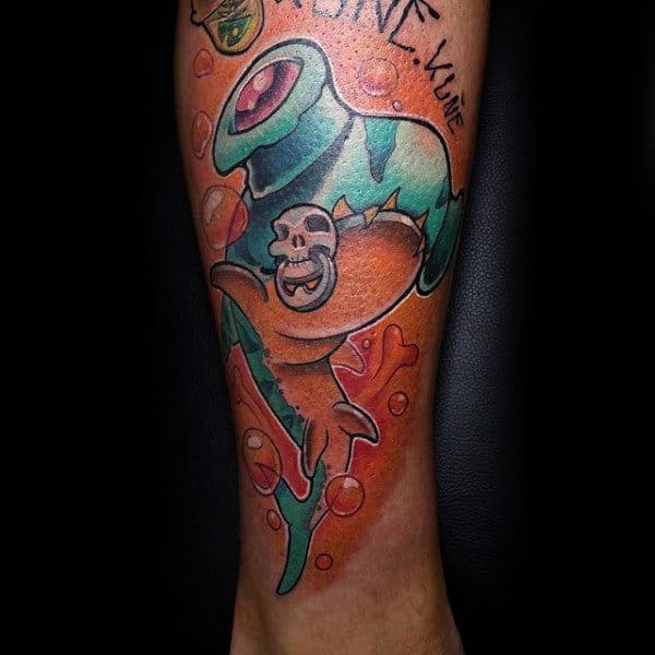 Male Forearms Orange Bubbles New School Tattoo