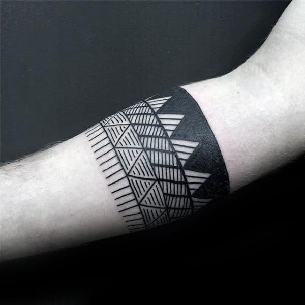 Male Forearms Patterned Band Tattoo