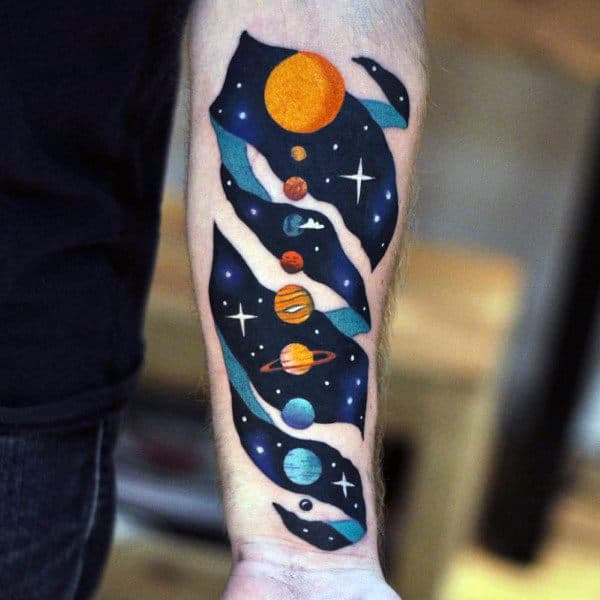 Male Forearms Planets Astronomy Tattoo