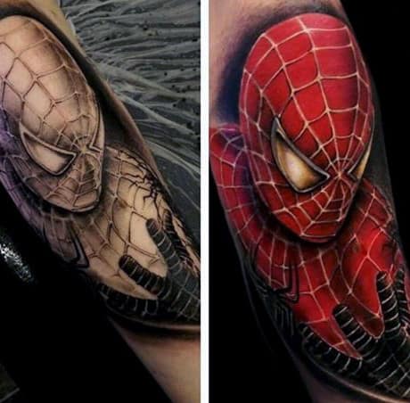 Male Forearms Spiderman Tattoo