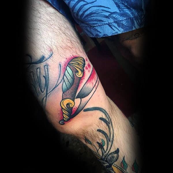 Male Forearms Straight Razor Tattoo