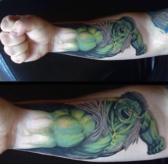 Male Forearms Strong Hulk Tattoo