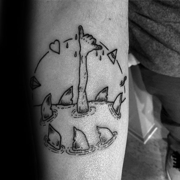 Male Forearms Thumbs Up Sign Surf Tattoo