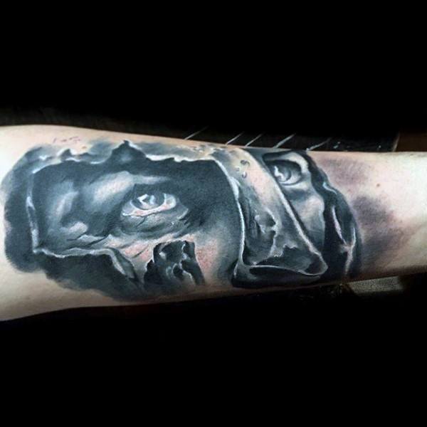 Male Forearms Unique Grey Warrior Tattoo