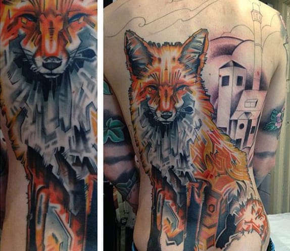 Male Full Back Majestic Fox Tattoo