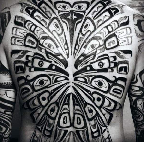 Male Full Back Mesmerising Haida Tattoo