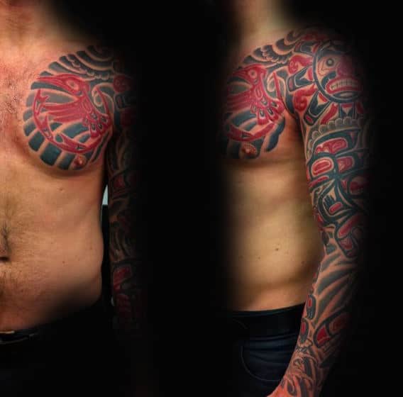 Male Full Sleeves Classic Haida Tattoo