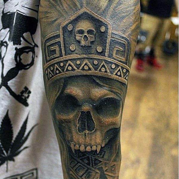 Male Fulls Sleeves Black And White Skull Tattoo