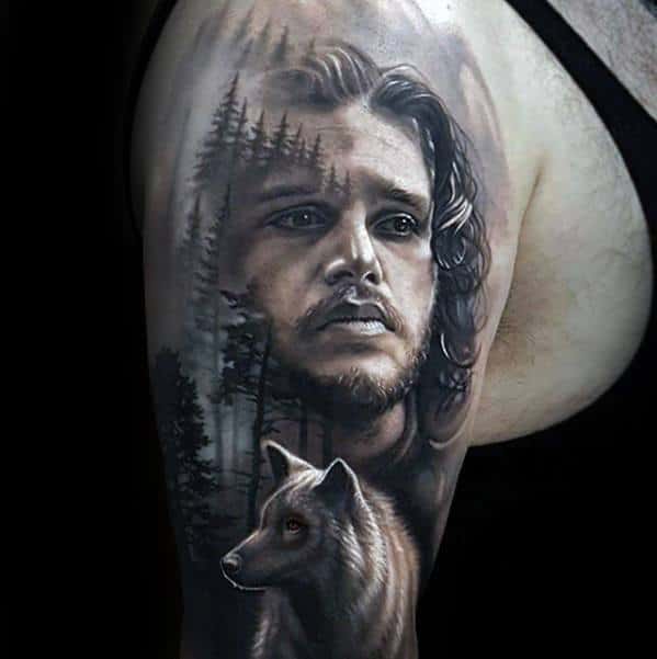 Male Game Of Thrones Half Sleeve 3d Tattoo Design Inspiration