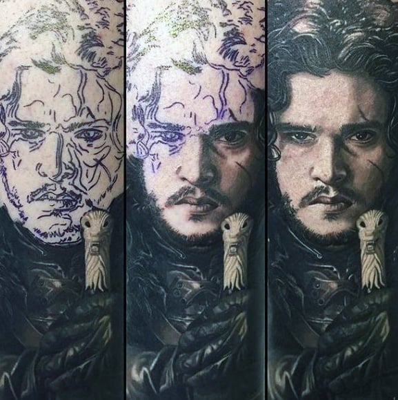 Male Game Of Thrones Jon Snow Arm Sleeve Tattoos