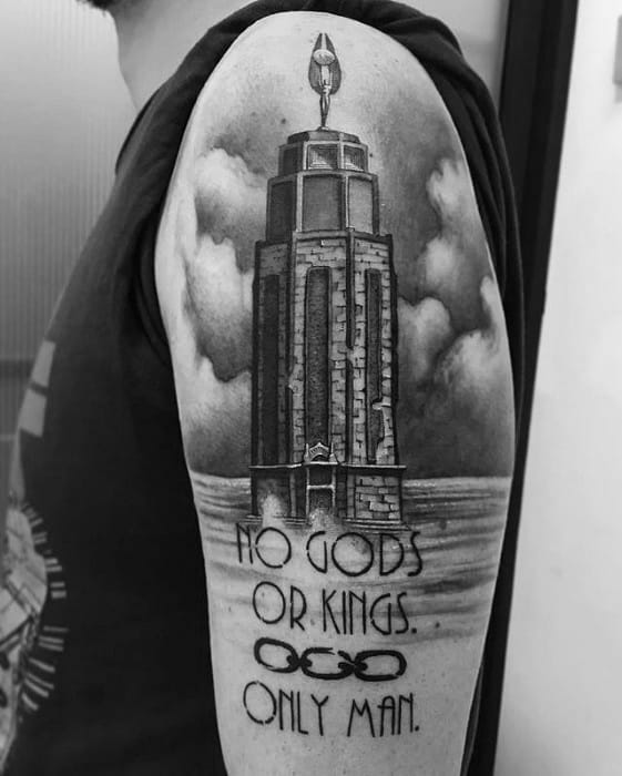Male Gamer Tattoo Bioshock Arm Design Ideas