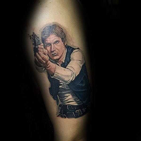 Male Han Solo Tattoo Ideas On Thigh