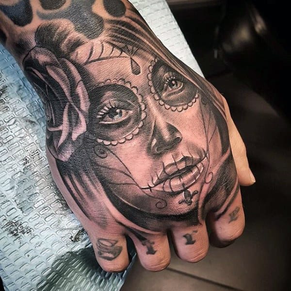 Male Hands Day Of The Day Girl Face Tattoo