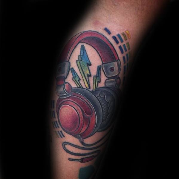 Male Headphones Tattoo Design Inspiration