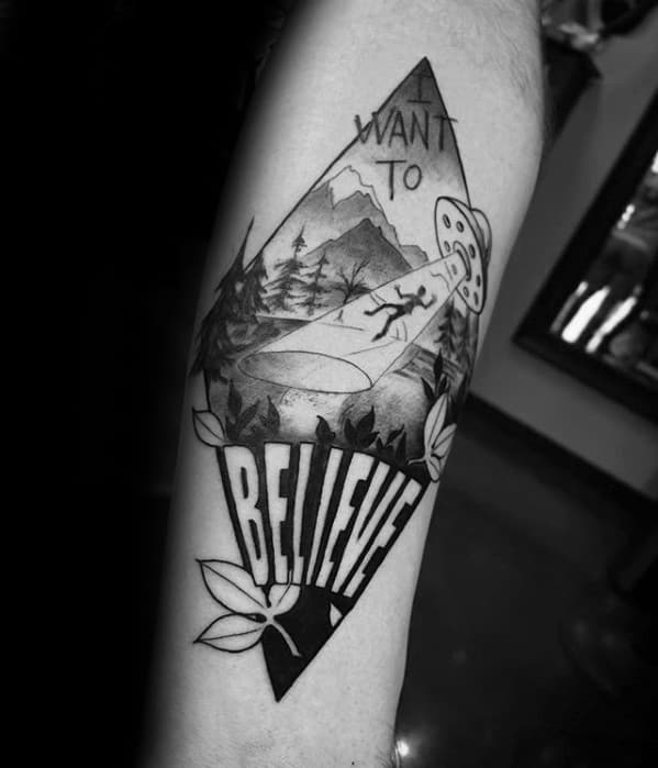 Male I Want To Believe Tattoo Ideas Forearm