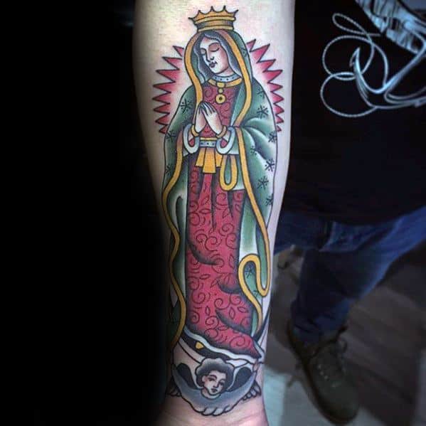 Male Inner Forearm Cool Guadalupe Tattoo Ideas