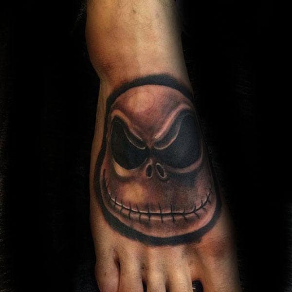 Male Jack Sellington Night Before Christmas Foot Tattoos