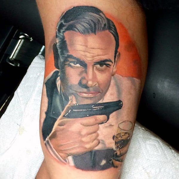 Male James Bond Tattoo Design Inner Arm Bicep