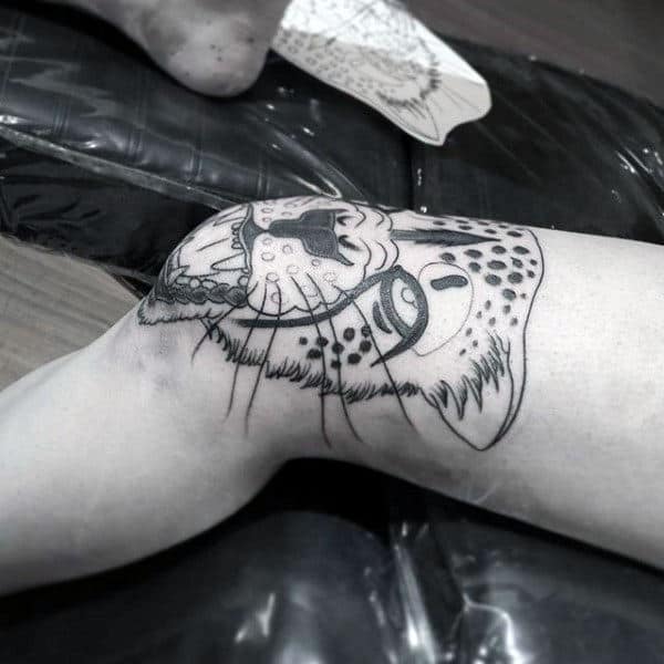 Male Knee Cap Leopard Tattoos