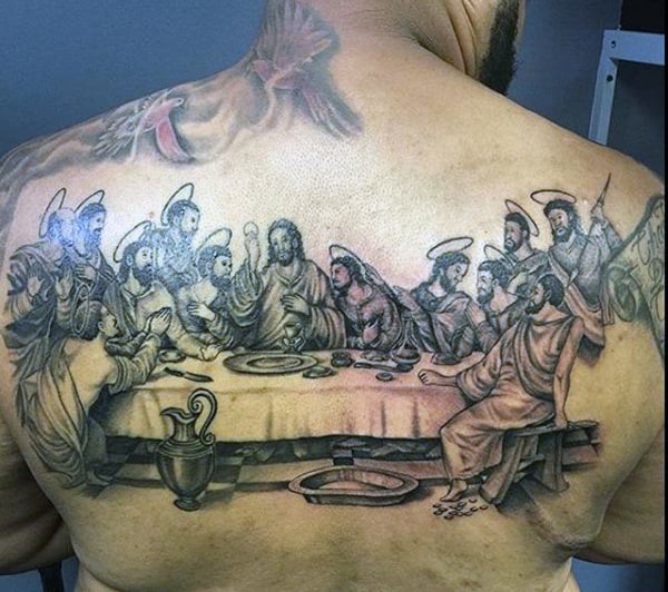 Male Last Supper Biblical Tattoo Ideas On Back